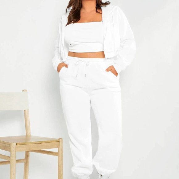 SHEIN Pants & Jumpsuits Si White 2 Pc Sweatsuit Poshmark